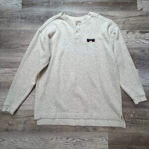 Ritz Vail Henley Sweatshirt XL Beige Cotton Pullover Ski Lodge Minimalist